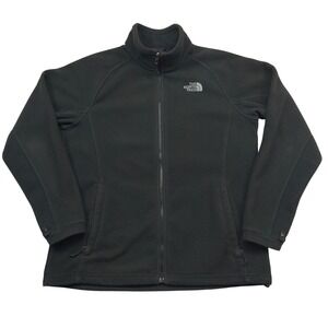 The North Face Womens XL Black Full Zip Fleece Jacket Mock Neck Raglan Sleeve